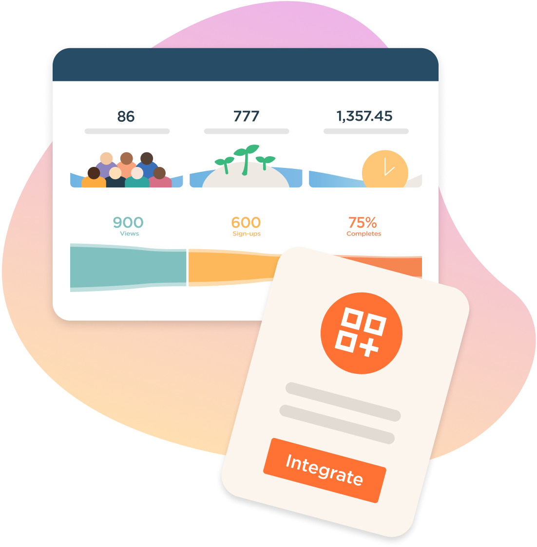 Golden platform displaying volunteer analytics integrated with CRM for unified supporter record management
